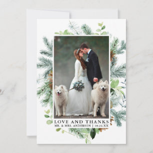 Aquarelle Verdure Pine Love Merci Mariage