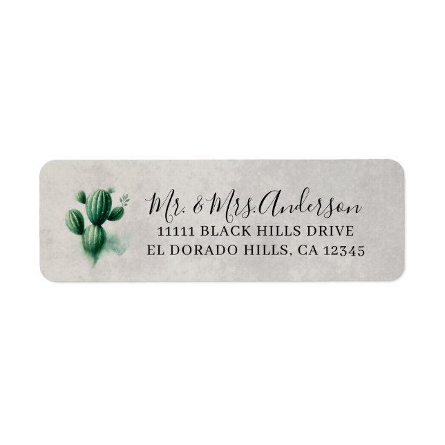 Aquarelle Vert Cactus Gris Sud-Ouest Mariage (Devant)