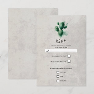 Aquarelle Vert Cactus Pierre Gris mariage RSVP