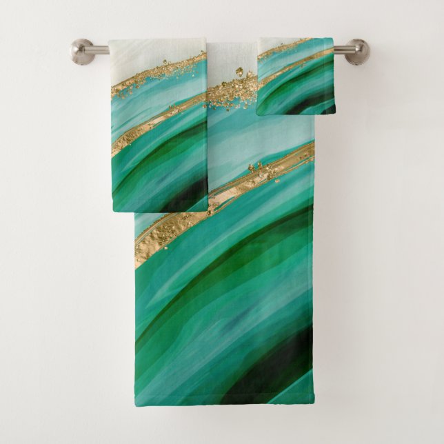 Aquarelle vert émeraude et or (En situation)