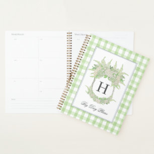 Aquarelle Vert et blanc Hydrangea En vichy Crest