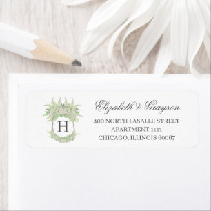 Aquarelle Vert et blanc Hydrangea Mariage Crest