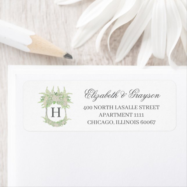 Aquarelle Vert et blanc Hydrangea Mariage Crest (En situation)