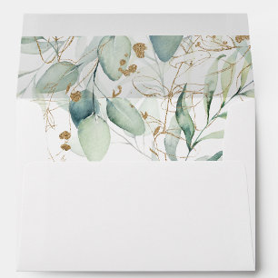 Aquarelle vert eucalyptus enveloppes 5x7