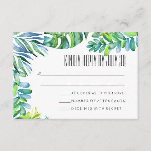 Aquarelle Vert Feuille Verdure Mariage RSVP