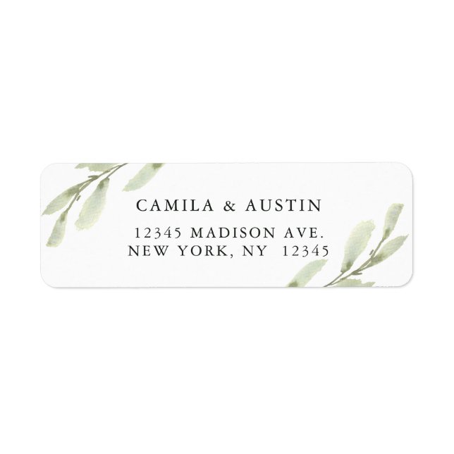 Aquarelle Vert Twig Adresse de retour (Devant)
