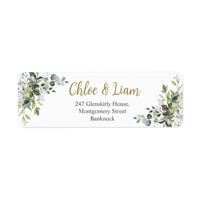 Aquarelle verte Adresse de retour (Devant)