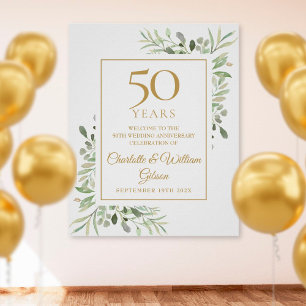 Aquarelle verte Affiche de bienvenue du 50e annive