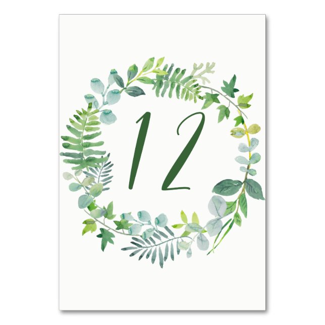 Aquarelle verte couronne Carte Numéro de tableau C (Par défaut)