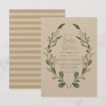 Aquarelle verte de couronne | INVITATION BABY SHOW