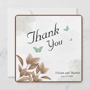 Aquarelle verte et Carte de remerciements papillon