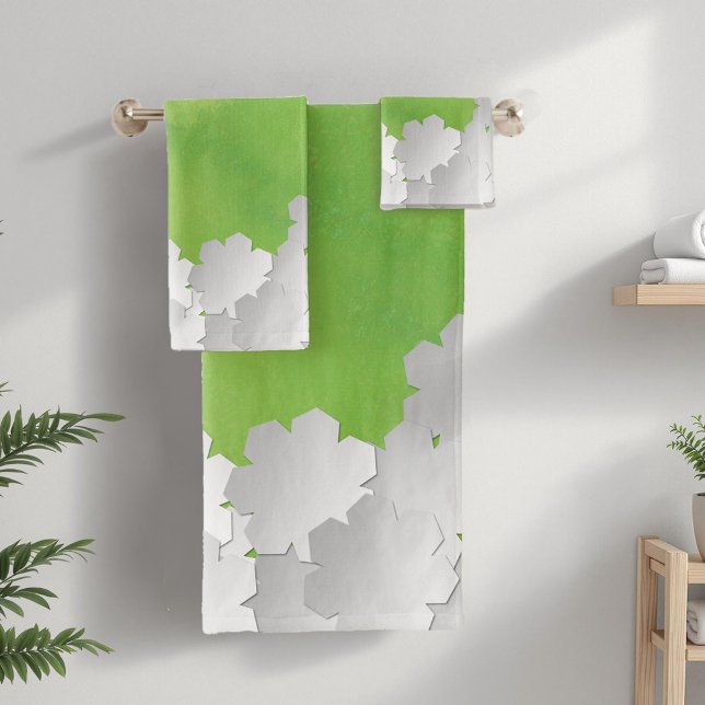 Aquarelle verte et fleurs blanches (Créateur téléchargé)