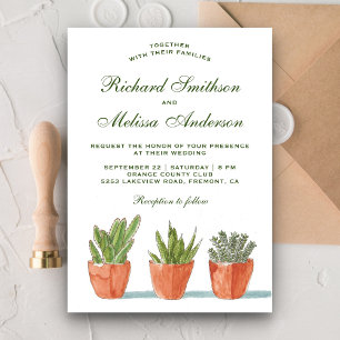 Aquarelle verte Faire-part de mariage de succulent