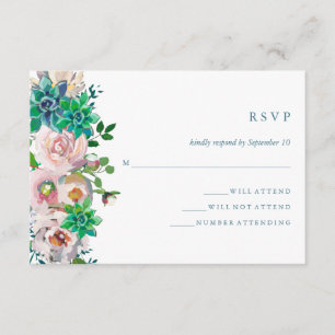 Aquarelle verte Succulents et fleurs RSVP