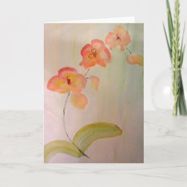 Aquarelle vide de carte de voeux d'orchidée de (Devant)