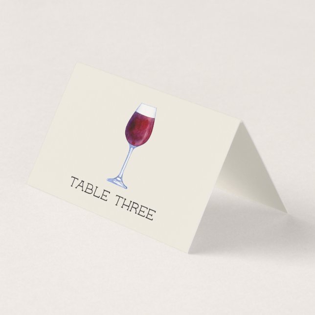 Aquarelle Vin Table Personnalisée Cartes de Place (Front)