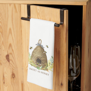 Aquarelle vintage Bee Hive Serviettes de cuisine