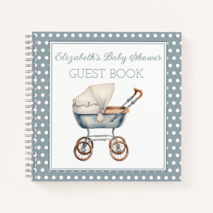 Aquarelle vintage Blue Baby Carriage Livre d'or