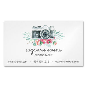 Aquarelle vintage Caméra et aimant Fleurs