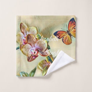 Aquarelle vintage Fleurs d'orchidée rose jaune