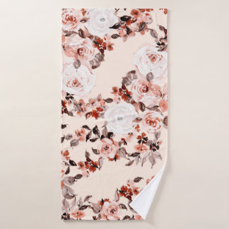 Aquarelle vintage floral transparent motif, brun