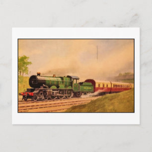Aquarelle vintage locomotive Caerphilly Class Postcard