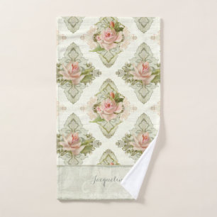 Aquarelle Vintage moderne Floral Damask Nom du Ros