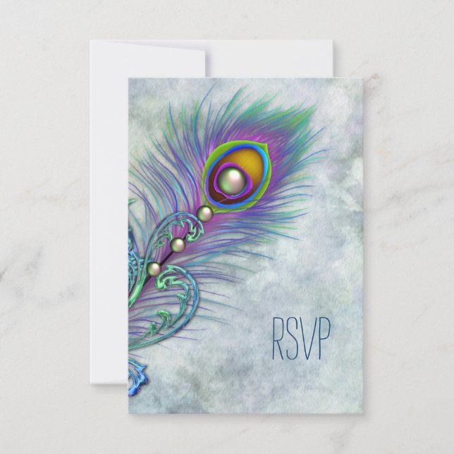 Aquarelle vintage Peacock RSVP (Devant)