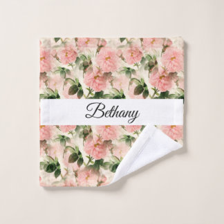 Aquarelle Vintage Rose Motif de fleurs Monogramme 