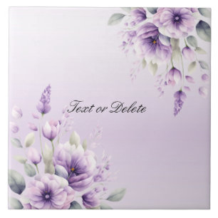 Aquarelle violet carreaux de céramique florale