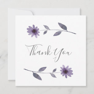 Aquarelle violet Carte de remerciements marguerite