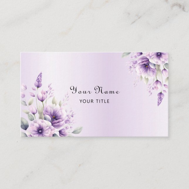 Aquarelle violet Carte de visite Floral (Devant)