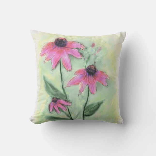 Aquarelle violet cône Fleur Coussin extérieur (Recto)