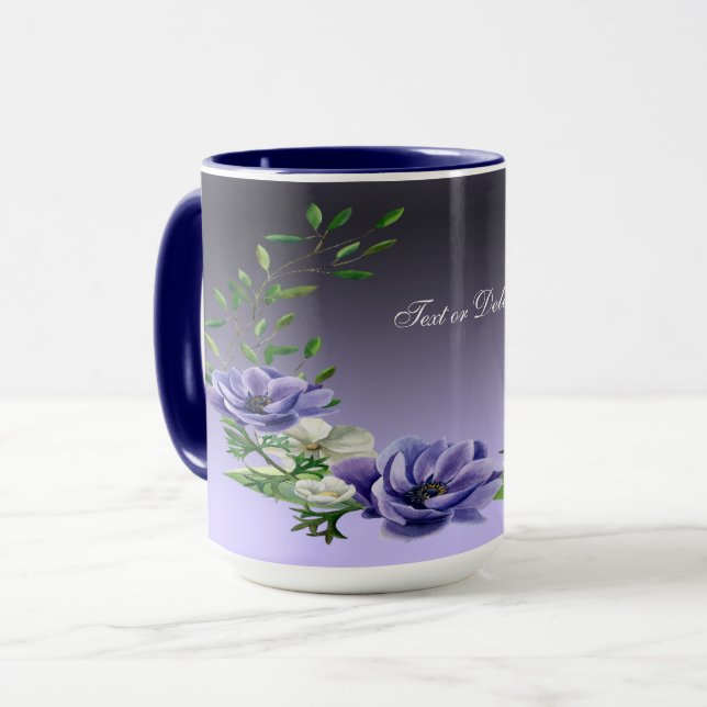 Aquarelle violet Fleurs Mug (Devant gauche)