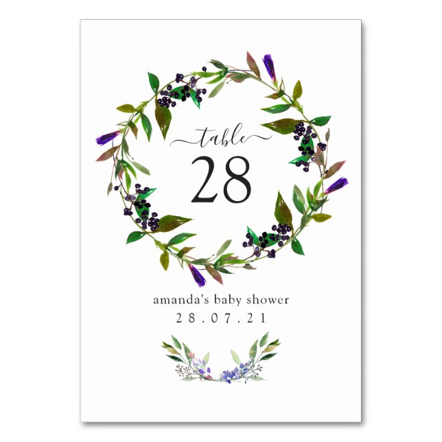 Aquarelle violet Floral Spring Numéro de table (Par défaut)