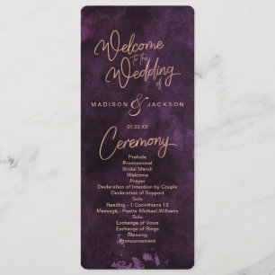 Aquarelle violet foncé Rose Programme de mariage d