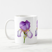 Aquarelle violet Iris Botanique Floral Art Mug