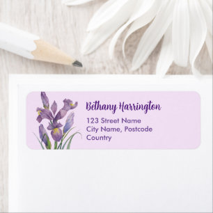 Aquarelle violet Iris noir blanc Pois