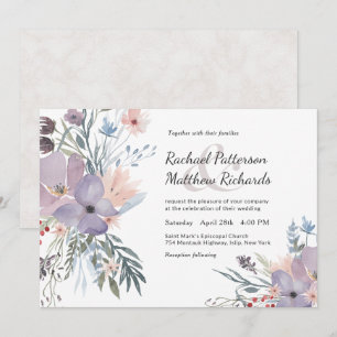 Aquarelle violet Meadow Faire-part de mariage