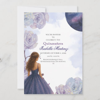 Aquarelle violet modifiable Quinceañera Invitation