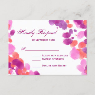 Aquarelle violet rose corail mariage Cartes RSVP