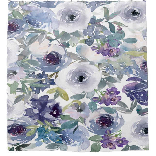 Aquarelle violet Roses rideau de douche (Devant)