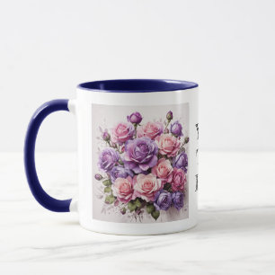 Aquarelle Violet violet élégant Rose Flower Mug