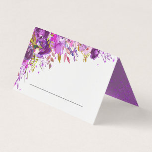 Aquarelle violet violet Mariage Floral Carte Place