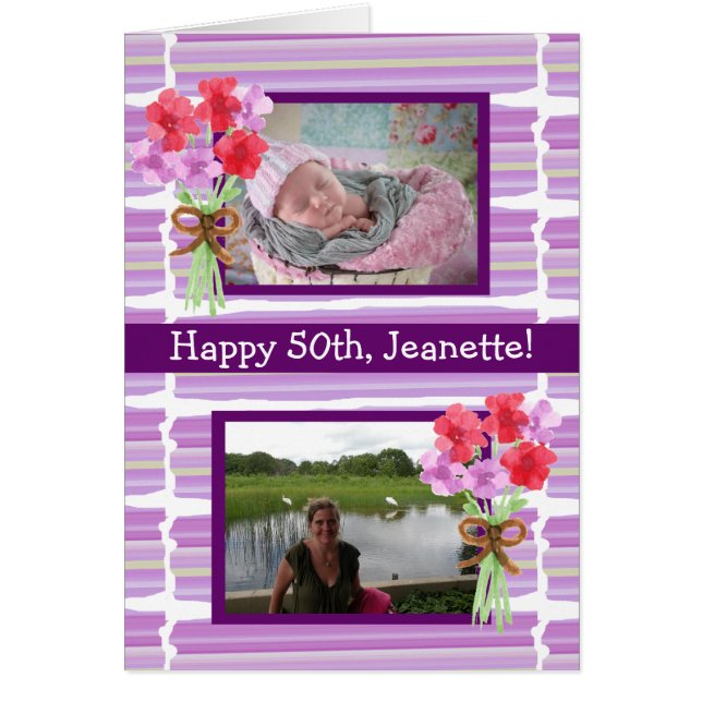 Aquarelle violette Anniversaire maintenant et puis (Devant)