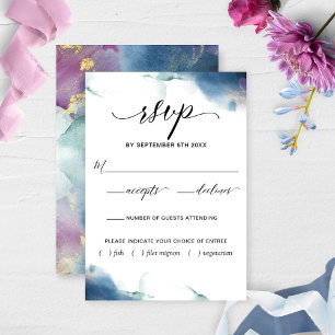 Aquarelle violette, bleue, Turquoise RSVP avec cho