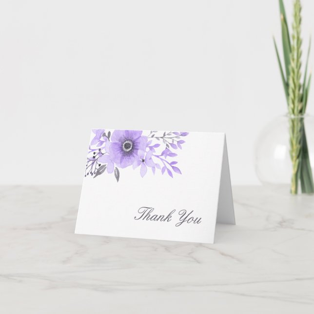 Aquarelle violette et gris Merci Floral (Devant)
