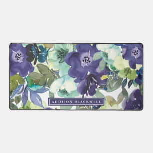 Aquarelle violette Fleur de bureau Mat et Nom pers