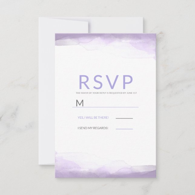 Aquarelle violette Lavender Mariage moderne RSVP (Devant)