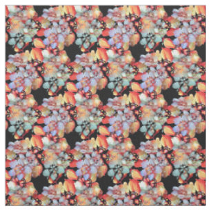 Aquarelle vive tissu floral sur noir